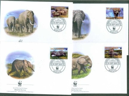 Mozambique-2002 WWF Savannah Elephant 4x FDC