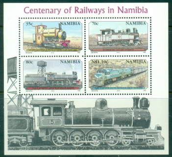 Namibia-1995-Centenary-of-Railways-in-Namibia-Trains-MS-MUH