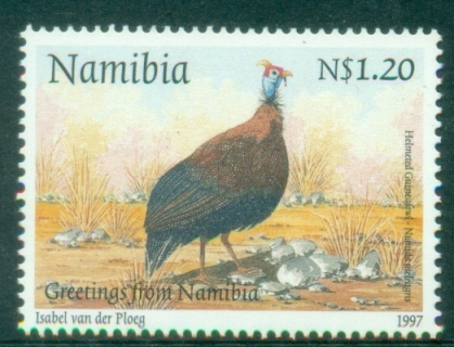 Namibia-1997-Bird-Guinea-Fowl-Greetings-Stamp-MUH