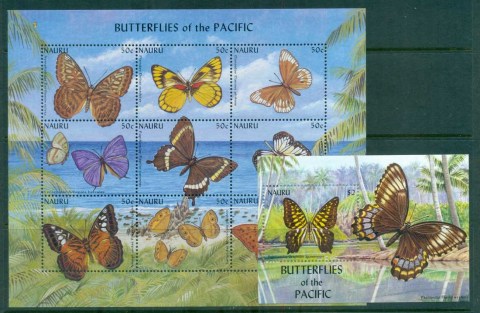 Nauru-2002-Butterflies-2x-MS-MUH-lot81500