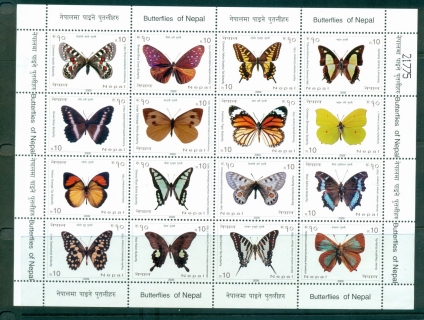 Nepal-2009-Butterflies-Sheetlet-MUH-lot35067