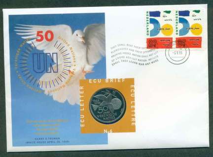 Netherlands-1995-UN-Anniversary-Coin-PNC-FDC-lot50445