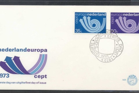 Netherlands-1973-Europa-Posthorn-Arrow-FDC