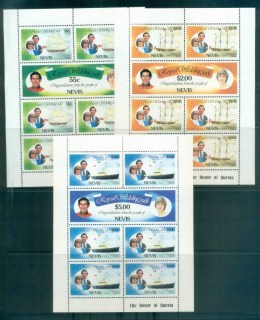 Nevis-1981-Royal-Wedding-Charles-Diana-Sheetlet-3x-MUH-lot81891