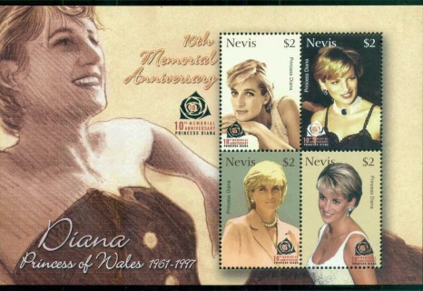 Nevis-2007 Princess Diana in Memoriam, 10th Anniv., Diana Through the Years MS