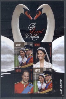 Nevis-2011 Royal Wedding William & Kate #1125 $3 MS