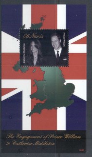 Nevis-2011 Royal Engagement William & Kate #1033 $6 MS