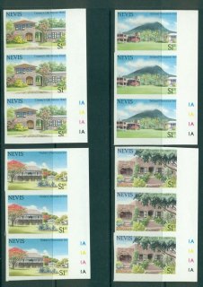 Nevis-1985-Plantation-Houses-IMPERF-Strip-3-MUH-Lot21236