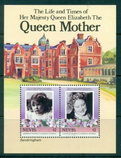 Nevis-1985-Queen-Mother-85th-Birthday-2-MS-MUH-Lot30267