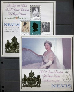 Nevis-2000-Queen-Mother-100th-Birthday-2xMS-MUH