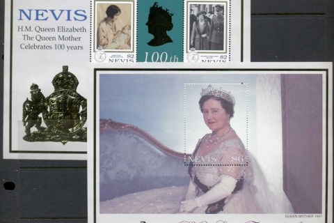 Nevis-2000-Queen-Mother-100th-Birthday-2xMS-MUH