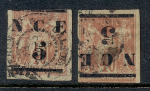 New Caledonia 1883-84 5c on 10c + Inverted Surch