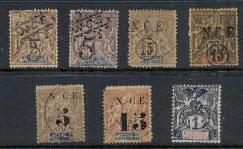 New Caledonia 1900-01 Navigation & Commerce Asst Surcharges