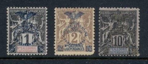 New Caledonia 1903 Navigation & Commerce 1,2,10c Opt