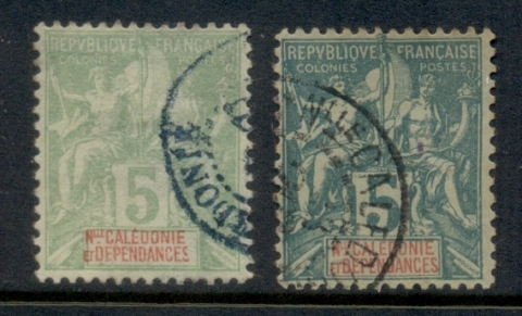 New Caledonia 1892-1904 Navigation & Commerce 5c yellow green & blue green