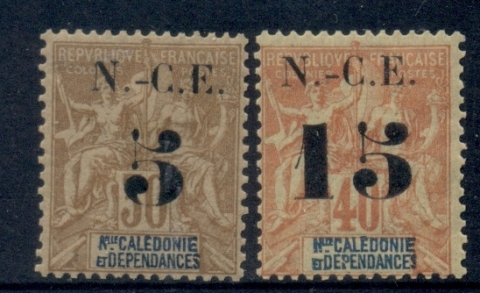 New Caledonia 1902 Navigation & Commerce 5c & 15c surch