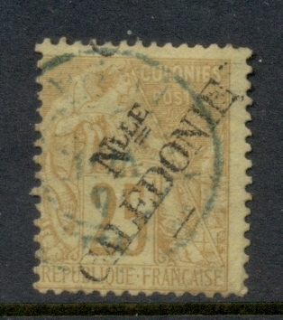 New Caledonia 1892 French Colonies Opt 25c yellow on straw