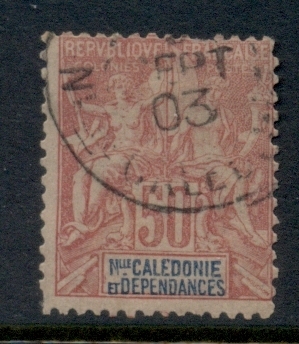 New Caledonia 1892 Navigation & Commerce 50c carmine on rose