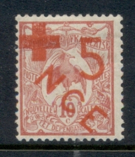 New Caledonia 1915 Kagu Surch red Cross 10c + 5c