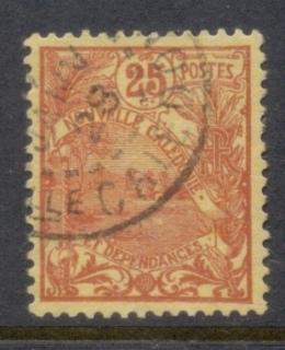 New Caledonia 1905-07 Landscape 25c red on yellow