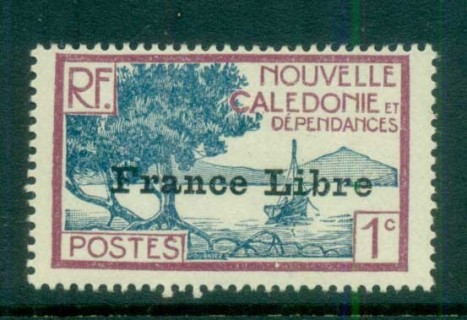 New Caledonia 1941 Pictorials Opt France Libre, Bay of Paletuviers 1c