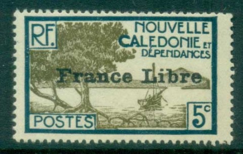 New Caledonia 1941 Pictorials Opt France Libre, Bay of Paletuviers 5c