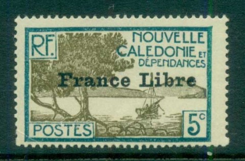 New Caledonia 1941 Pictorials Opt France Libre, Bay of Paletuviers 5c