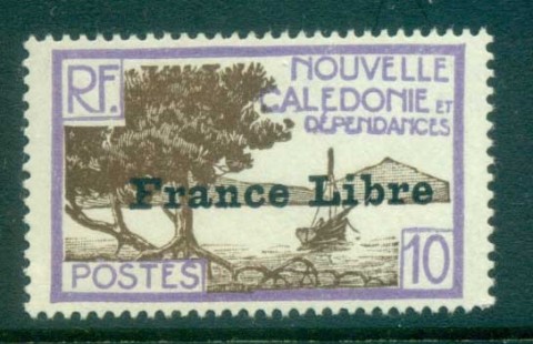 New Caledonia 1941 Pictorials Opt France Libre, Bay of Paletuviers 10c