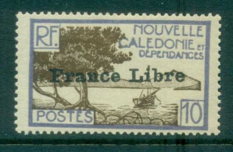 New Caledonia 1941 Pictorials Opt France Libre, Bay of Paletuviers 10c