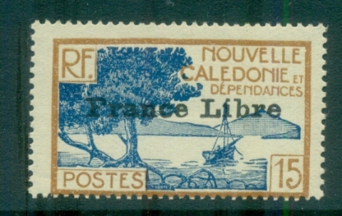 New Caledonia 1941 Pictorials Opt France Libre, Bay of Paletuviers 15c