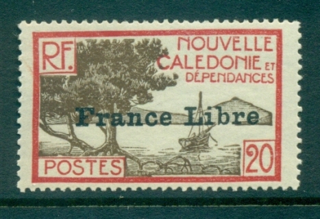 New Caledonia 1941 Pictorials Opt France Libre, Bay of Paletuviers 20c