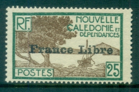 New Caledonia 1941 Pictorials Opt France Libre, Bay of Paletuviers 25c