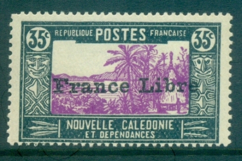 New Caledonia 1941 Pictorials Opt France Libre, Landscape with Chief's House 35c