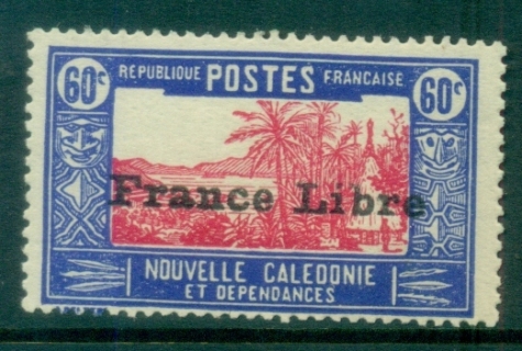 New Caledonia 1941 Pictorials Opt France Libre, Landscape with Chief's House 60c