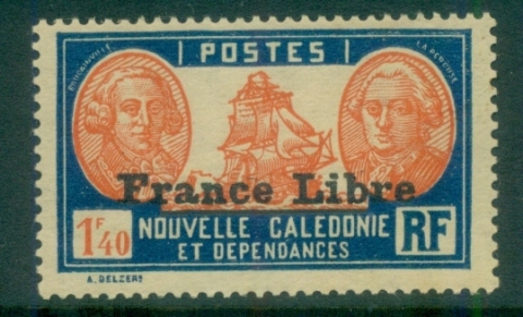 New Caledonia 1941 Pictorials Opt France Libre, Bougainville & La Perouse 1.40fr