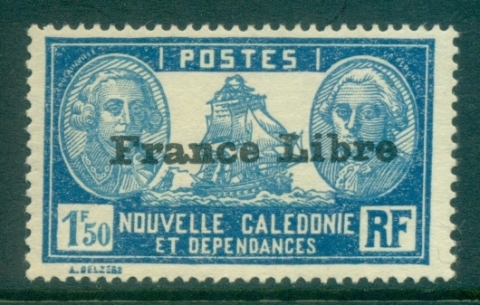 New Caledonia 1941 Pictorials Opt France Libre, Bougainville & La Perouse 1.50fr