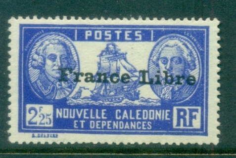 New Caledonia 1941 Pictorials Opt France Libre, Bougainville & La Perouse 2.25fr