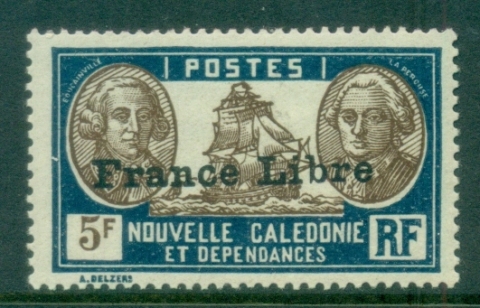 New Caledonia 1941 Pictorials Opt France Libre, Bougainville & La Perouse 5fr