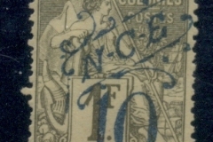 New Caledonia 1892 Commerce 10c on 1f blue