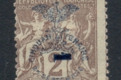 New Caledonia 1903 Navigation & Commerce Jubilee Opt 1c on 2c