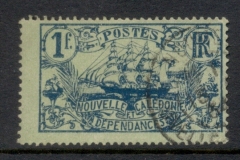 New Caledonia 1905-28 Ship 1f blue on yellow green