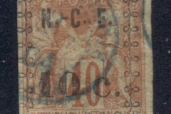 New Caledonia 1891-92 French Colonies Opt NCE 10c on 40c red on straw