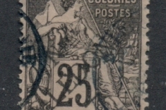 New Caledonia 1892 French Colonies Opt 25c black on rose