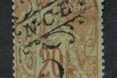 New Caledonia 1892-93 French Colonies Opt & surch 5c on 20c