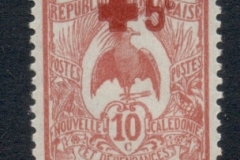 New Caledonia 1917 Kagu Surch red Cross 10c + 5c