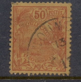 New Caledonia 1905-07 Landscape 50c carmine on orange