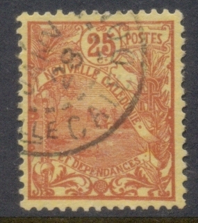 New Caledonia 1905-07 Landscape 25c red on yellow