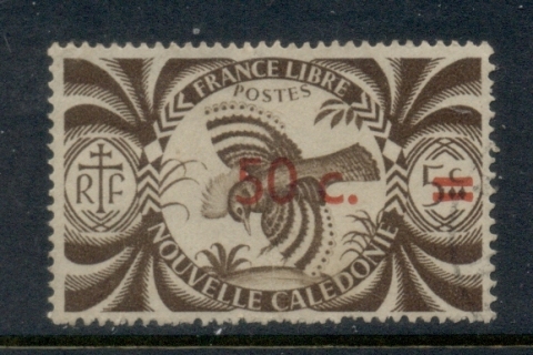 New Caledonia 1945-46 Kagu Surch 50c on 5f
