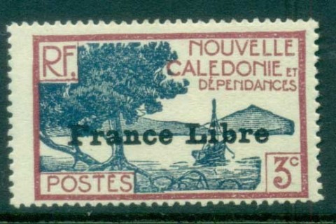 New Caledonia 1941 Pictorials Opt France Libre, Bay of Paletuviers 3c