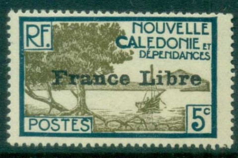 New Caledonia 1941 Pictorials Opt France Libre, Bay of Paletuviers 5c